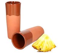 MamboCat Set de 2 tasses en terre cuite I 250 ml I partiellement émaillé I 2 personnes I Méditerranée I pièce unique faite à la main I Long pot Vase I Antique/Vintage I Marché médiéval I