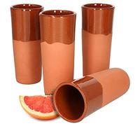 MamboCat Set de 4 gobelets en terre cuite I 250 ml I partiellement émaillés I 4 personnes I Méditerranée I pièce unique faite à la main I Long pot Vase I Antique/Vintage I Marché médiéval