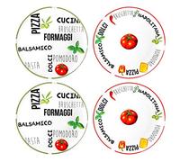 MamboCat Set de 4 grandes assiettes à pizza blanches Ø 31 cm I Set de 4 assiettes à pizza marquées I Plat de service avec motifs I Assiette apéritive pour 4 personnes I Plaque à pizza