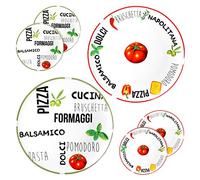 MamboCat Set de 6 assiettes à pizza blanches Ø 31 cm I Set de 6 assiettes rondes avec inscriptions pour pizzas I Plat de service avec motifs I Assiette apéritive pour 6 personnes