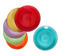 MamboCat Set de 6 assiettes plates unies multicolores Assiettes de service rondes Vaisselle en porcelaine Passe au four 6 couleurs