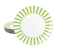 MamboCat Split Green Lot de 6 assiettes plates I Ø 27 cm I Assiettes plates en porcelaine avec rayures pour 6 personnes I Grandes assiettes pour repas principaux, barbecue, etc