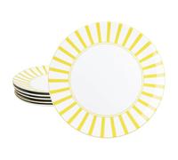 MamboCat Split Lot de 6 assiettes plates jaunes I Ø 27 cm I Assiettes plates en porcelaine avec rayures pour 6 personnes I Grandes assiettes pour repas principaux, barbecue, etc