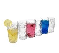 MamboCat Starla Lot de 6 verres à long drink I 300 ml, hauteur 14,3 cm I pour 6 personnes I Verre à cocktail transparent avec relief I Verres de fête transparents en été I Verres à jus de fruits et