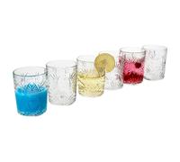MamboCat Starla Lot de 6 verres à whisky I 280 ml, hauteur 10,5 cm I pour 6 personnes I Petit verre à cocktail transparent avec relief I Verres de fête transparents I Verre à eau