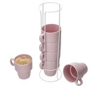 MamboCat Stata Lot de 6 tasses à café roses empilables en porcelaine I 250 ml I anse pour café, thé, cacao, cappuccino et latte macchiato