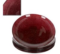 MamboCat Suez - Lot de 6 assiettes à dessert - Diamètre : 21,2 cm - En verre rouge foncé - Avec relief et effet scintillant - Pour 6 personnes - Pour le petit déjeuner, la salade, etc. - Vaisselle de