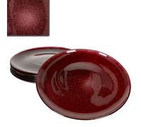 MamboCat Suez - Lot de 6 assiettes plates - Diamètre : 27 cm - Rouge foncé - En verre avec relief et effet scintillant - Pour 6 personnes - Pour repas principal, apéritif - Vaisselle de Noël