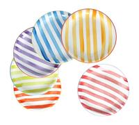 MamboCat Summer Stripes Lot de 6 assiettes plates, diamètre : 26,6 cm, en faïence, avec rayures colorées, pour 6 personnes, grandes assiettes pour les repas principaux, les barbecues, etc