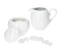 MamboCat Tommy Lot de 2 pots à lait et sucrier I en porcelaine blanche I Pot à crème, verseur pour lait condensé, boîte avec couvercle pour sucre en cubes I Accessoire de café élégant