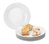 MamboCat Tommy - Lot de 6 assiettes à gâteau - Assiettes à petit-déjeuner en porcelaine blanche pour 6 personnes - Petites assiettes pour salade, dessert et autres - Vaisselle chic pour le petit