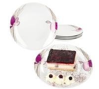 MamboCat Viola Lot de 6 assiettes à gâteau I Assiettes à petit-déjeuner en porcelaine avec décor floral pour 6 personnes I Petites assiettes pour salade, dessert, amuse-bouches, etc.