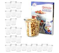 MamboCat Weck Lot de 24 bocaux en verre transparent de 290 ml en forme de chute, 1/5 l de haut, livret de recettes inclus