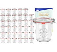 MamboCat Weck Lot de 36 bocaux en verre de 580 ml 1/2 l avec 36 couvercles en verre, 36 joints et 72 pinces avec livret de recettes Diamant-Zucker Gelierzauber I Original Weck