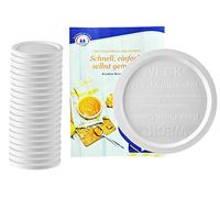 MamboCat Weck Set de 20 couvercles pour bocaux à Bord Rond 100 mm Couvercle à Clipser Plastique Blanc Compatible avec Les bocaux Weck RR100 Livret de Recettes Inclus