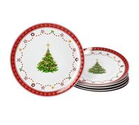 MamboCat Weihnachtstraum Lot de 6 assiettes à gâteau I Petites assiettes à petit-déjeuner en porcelaine pour 6 personnes avec décor de Noël I Service pour salade, dessert et autres I Vaisselle pour