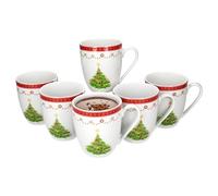 MamboCat Weihnachtstraum Lot de 6 tasses à café I 340 ml I Tasse en porcelaine avec anse pour 6 personnes I Tasses avec décor de Noël pour boissons chaudes comme vin chaud, cacao, latte macchiato, etc