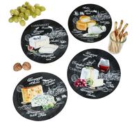 MamboCat World of Cheese - Lot de 4 assiettes à fromage - Diamètre : 19,2 cm - Assiettes décorées en porcelaine pour 4 personnes - Pour fromage, canapés, etc. pour le petit-déjeuner, le brunch et la