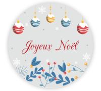 MameArt 100 Joyeux Noël Autocollants,Rond 4 cm Étiquette adhésive cadeaux emballage,décoration d' boîte de Noël,Joyeuses fêtes Carte faite maison 9FR0602 (Christmas 2)