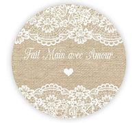 MameArt 100 Pièces 4cm Autocollants Fait Main avec Amour, Stickers Étiquettes Handmade Dragées Mariage Paquet Cadeau Ans Baptême Fête (Fleurs F)