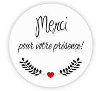 MameArt 100 pièces 4cm Autocollants Merci pour votre présence Coeur, Handmade Stickers Étiquettes Dragées Mariage Anniversaire Ans Baptême Cadeaux Fête (Merci 2)