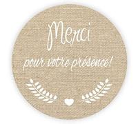 MameArt 100 pièces 4cm Autocollants Merci pour votre présence Coeur, Handmade Stickers Étiquettes Dragées Mariage Anniversaire Ans Baptême Cadeaux Fête (Merci 3)