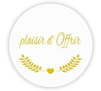 MameArt 100 pièces 4cm Autocollants Plaisir d'Offrir Amour Coeur, Fait Main Stickers Étiquettes Dragées Mariage Anniversaire Ans Baptême Cadeaux Fête (Or)