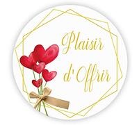 MameArt 100 pièces 4cm Autocollants Plaisir d'Offrir Fleurs Coeur, Handmade Stickers Étiquettes Dragées Mariage Anniversaire Ans Baptême Cadeaux Fête (Fleurs D)