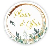 MameArt 100 pièces 4cm Autocollants Plaisir d'Offrir Fleurs Coeur, Handmade Stickers Étiquettes Dragées Mariage Anniversaire Ans Baptême Cadeaux Fête (Fleurs H), (1FR0402A)