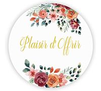 MameArt 100 pièces 4cm Autocollants Plaisir d'Offrir Fleurs, Handmade Stickers Étiquettes Dragées Mariage Anniversaire Ans Baptême Cadeaux Fête (Fleurs D) 1FR0408A