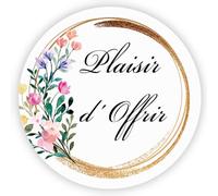 MameArt 100 pièces 4cm Autocollants Plaisir d'Offrir, Fleurs Handmade Stickers Étiquettes Dragées Mariage Anniversaire Ans Baptême Cadeaux Fête (Fleurs D)