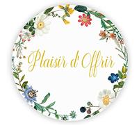 MameArt 100 pièces 4cm Autocollants Plaisir d'Offrir Fleurs, Handmade Stickers Étiquettes Dragées Mariage Anniversaire Ans Baptême Cadeaux Fête (Fleurs F)