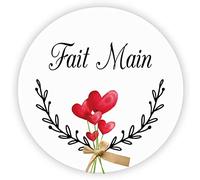 MameArt 100 pièces 4cm Autocollants Plaisir d'Offrir/Merci/Fait Main, Stickers Étiquettes Dragées Mariage Anniversaire Ans Baptême Cadeaux Fête (Coeur 3)