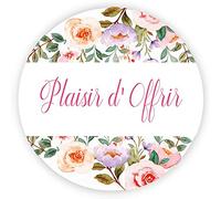 MameArt 100 Pièces Autocollants Plaisir d'Offrir, Fleurs avec Amour, 4cm Fait Main Stickers Étiquettes Dragées Mariage Anniversaire Ans Baptême Cadeaux Fête (Fleurs B)