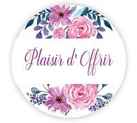 MameArt 100 Pièces Autocollants Plaisir d'Offrir, Fleurs avec Amour, 4cm Fait Main Stickers Étiquettes Dragées Mariage Anniversaire Ans Baptême Cadeaux Fête (Fleurs C)