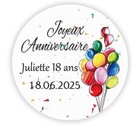MameArt 50 PCS Autocollants Joyeux Anniversaire Personnalisés Prénom, 4cm Anniversaire Ans Baptême Cadeaux Fête (Joyeux 3)