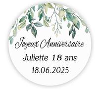 MameArt 50 PCS Autocollants Joyeux Anniversaire Personnalisés Prénom, 4cm Anniversaire Ans Baptême Cadeaux Fête (Joyeux 1)