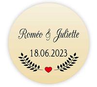MameArt 50 Pièces Autocollants Personnalisées Mariage, 4cm Étiquettes Dragées Mariage Anniversaire Ans Baptême Cadeaux Fête (Or A), 1AL0111A