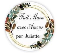 MameArt 50 STICKERS 4cm Autocollants Personnalisées Fait Main avec Amour Fleurs, Stickers Étiquettes Dragées Mariage, Paquet Cadeau Ans Baptême Fête (Fleurs C), 1FR0901A