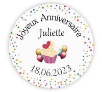 MameArt 50 STICKERS Autocollants Personnalisées Joyeux Anniversaire, Ballon avec Prénom et Date, 4cm Étiquettes Autocollants pour BABY SHOWER Baptême Cadeaux Fête (Joyeux B)