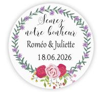 MameArt 50 Stickers Mariage Personnalisés, Semez notre bonheur, 4cm Belles Etapes Design avec Amour, Stickers Anniversaire de Mariage Invitation Boîte Cadeau et Sachet 9FR0417 (Bonheur 2)