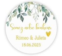 MameArt 50x Autocollants Personnalisées Mariage Semez notre bonheur, 4cm Étiquettes Dragées Mariage Anniversaire Cadeaux Fête (Or) 1FR0305A
