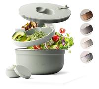 MAMEIDO Boîte à Salade à emporter 1,5 l, Lunch Box en acier, Bento Box, Saladier sans BPA, Bol avec récipient à vinaigrette étanche, Boîte à repas avec compartiments, Meal Prep (Desert Sage)