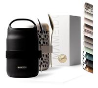 MAMEIDO Boîtes Alimentaires Isothermes repas avec anse 800 ml, pot de yaourt à emporter acier inoxydable, gobelet isotherme pour repas anti-fuite, lunchbox sans BPA (Rich Black)