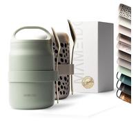 MAMEIDO Boîtes Alimentaires Isothermes repas avec anse 800 ml, pot de yaourt à emporter acier inoxydable, gobelet isotherme pour repas anti-fuite, lunchbox sans BPA (Desert Sage)