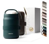 MAMEIDO Boîtes Alimentaires Isothermes repas avec anse 800 ml, pot de yaourt à emporter acier inoxydable, gobelet isotherme pour repas anti-fuite, lunchbox sans BPA (Ocean Bloom)