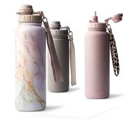 MAMEIDO Gourde Isotherme avec paille 1,2 l, Bouteille Isotherme inox sans BPA, Gourde étanche & Poignée de Transport, Water Bottle (Pearl Marble)
