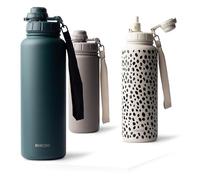 MAMEIDO Gourde Isotherme avec paille 1,2 l, Bouteille Isotherme inox sans BPA, Gourde étanche & Poignée de Transport, Water Bottle (Ocean Bloom)