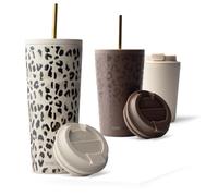 MAMEIDO Mug isotherme avec paille 700 ml (Ivory Trace)
