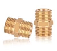 Mamelon Double 1/2 pouce Filetage Extérieur en Laiton, Double Mâle Joint de Tuyau Fileté Nutmanel avec Hexagone AG/AG 2 pièce pour Raccord de Tuyau